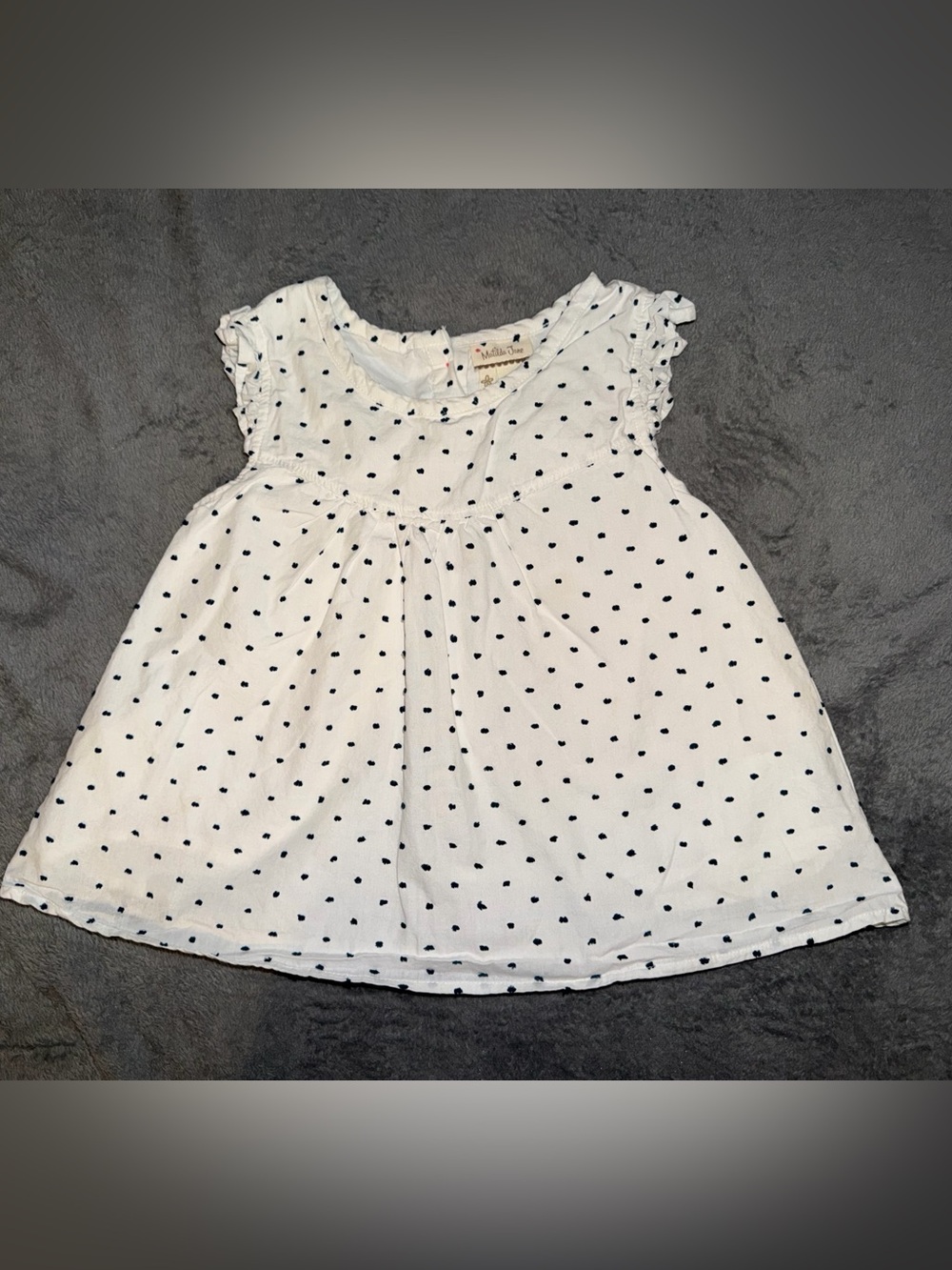Matilda Jane Size 6 White Tunic with Navy Dots